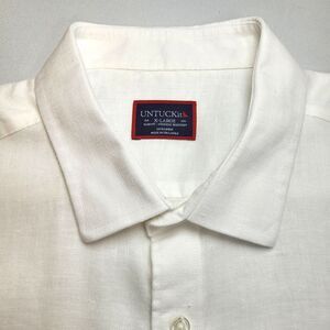 Untuckit Shirt Mens XL White 100% Linen Santo Wrinkle Resistant Slim Button Up